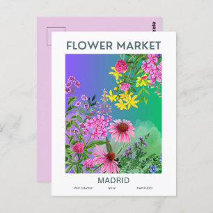 Flower Market Cities of the World Madrid Custom  Postcard