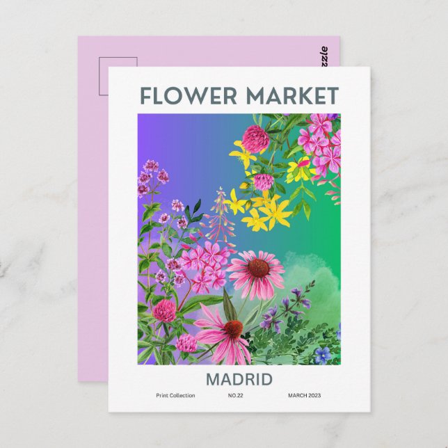 Flower Market Cities of the World Madrid Custom  Postcard (Front/Back)