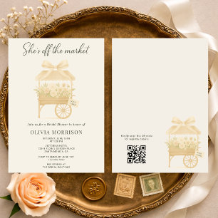 Flower Market Coquette Bow QR Code Bridal Shower Invitation