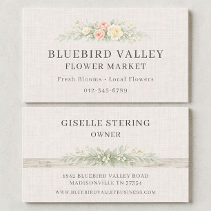 Flower Market Country Shabby Chic Linen Business Card
