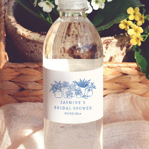 Flower Market Hand Drawn Bridal Shower Water Bottle Label