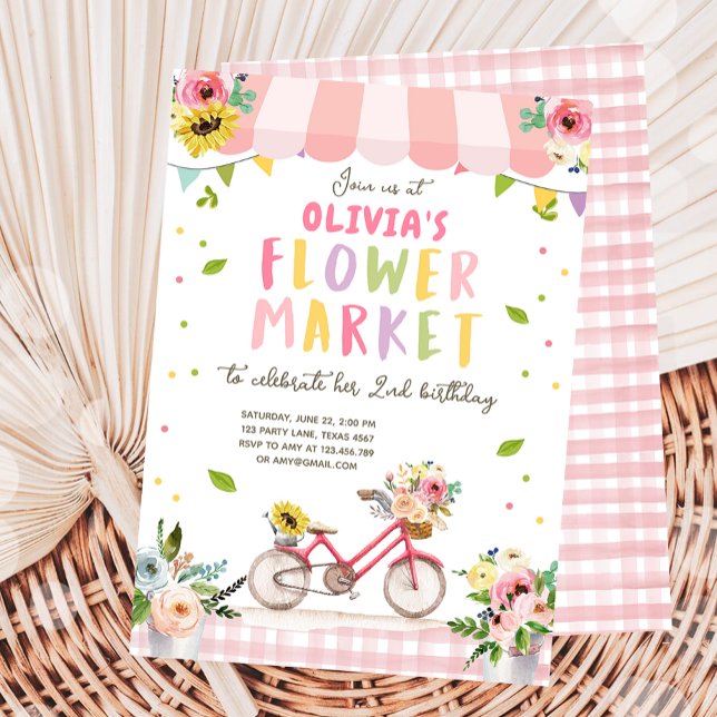 Flower Market Home Grown Farmers Girl Birthday Invitation (Creator Uploaded)