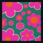 Flower Market Honolulu Modern Decor Retro Flowers Faux Canvas Print<br><div class="desc">Flower Market Honolulu: abstract floral art – retro flowers print – pink and green.</div>