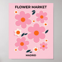 Flower Market Madrid Colorful Floral Pink Orange