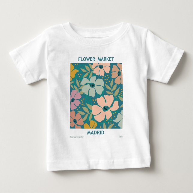 Flower Market Madrid Print Baby T-Shirt (Front)