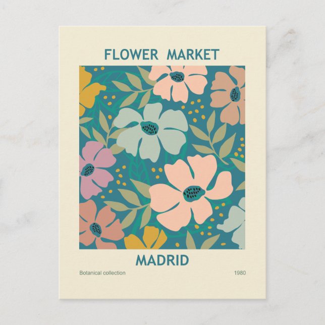 Flower Market Madrid Print Postcard (Front)