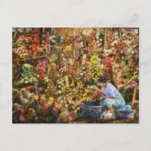 Flower Market New Delhi India Art Postcard