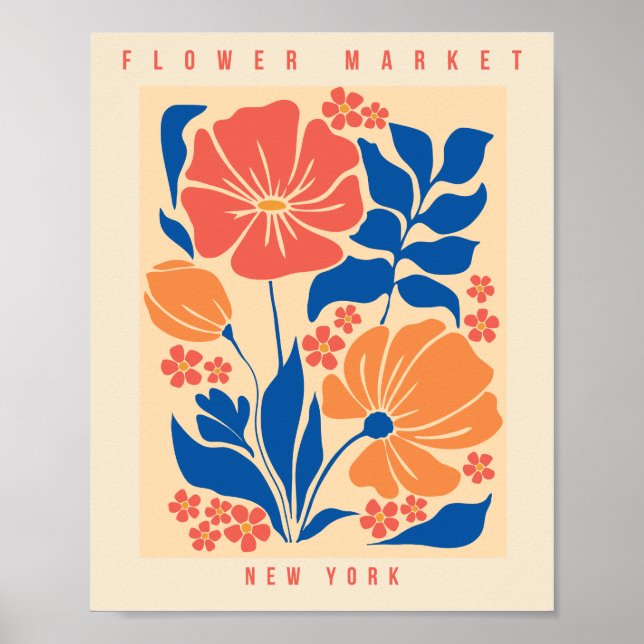 Flower Market New York Retro Floral Print (Front)