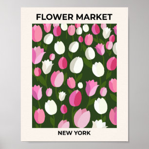 Flower Market New York Tulips Night Poster