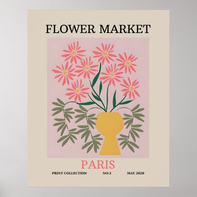 Flower market paris plants botanical art print  (Front)