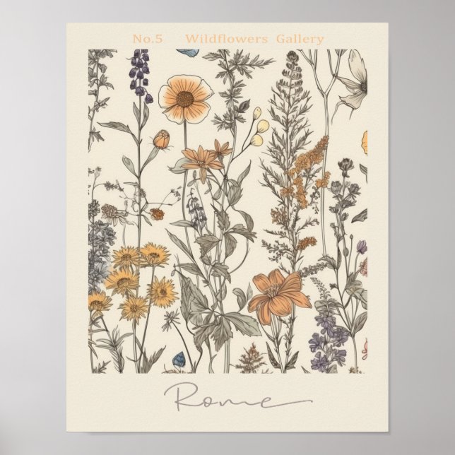 Flower Market Rome No. 3 Botanical Poster (Front)