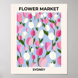 Flower Market Sydney Tulips Pink And Blue Poster