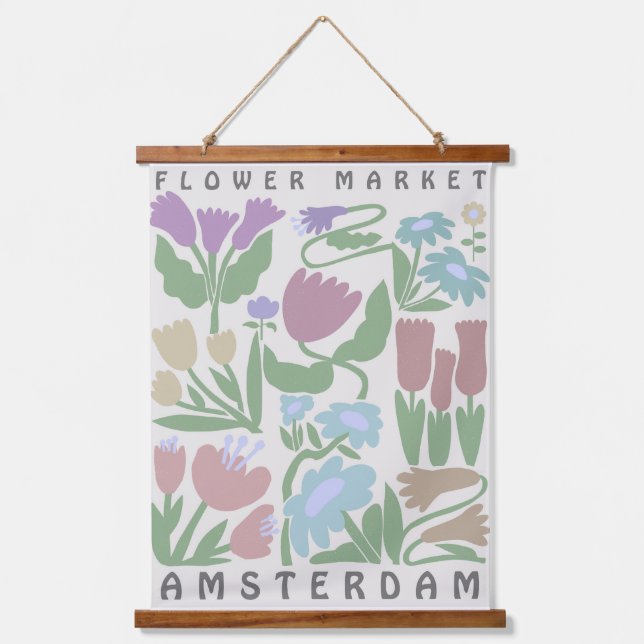 Flower Market Tapestry Amsterdam Art Floral Art  (Front)