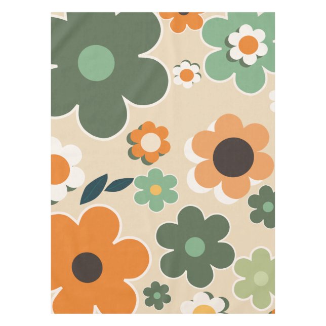 Flower Market Tokyo Floral Art Retro Flowers Tablecloth (Front)