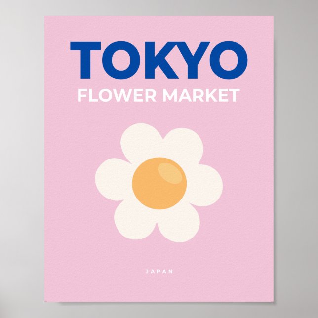Flower Market Tokyo Pink Abstract Floral Poster (Front)