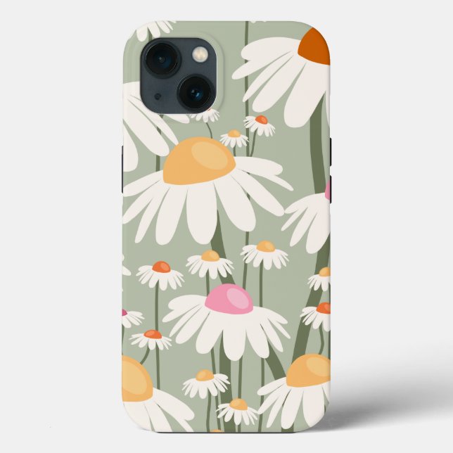 Flower Market Tokyo Retro Daisies Sage Green Case-Mate iPhone Case (Back)