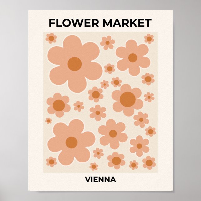 Flower Market Vienna Boho Flowers Beige Floral Poster (Front)