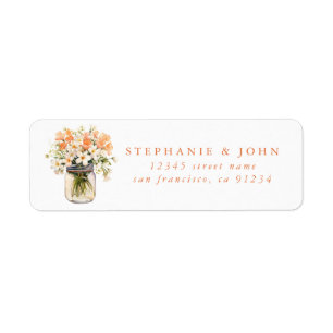 Flower Mason Jar Return Address Labels