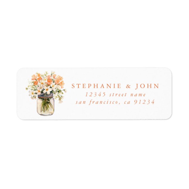 Flower Mason Jar Return Address Labels (Front)