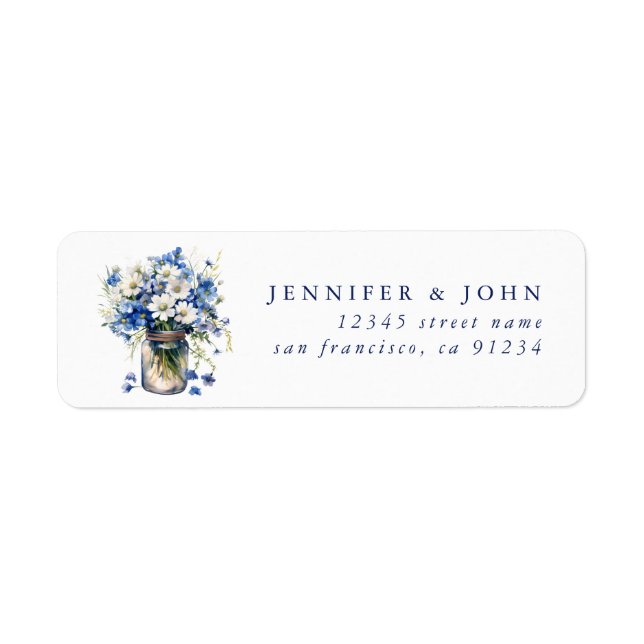 Flower Mason Jar Return Address Labels (Front)