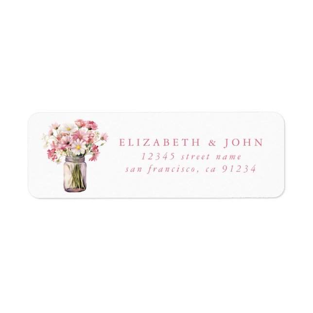 Flower Mason Jar Return Address Labels (Front)