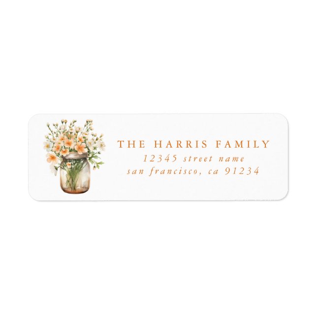 Flower Mason Jar Return Address Labels (Front)