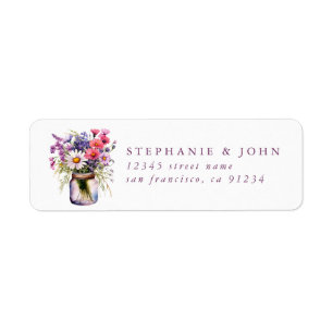 Flower Mason Jar Return Address Labels