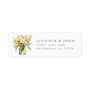 Flower Mason Jar Return Address Labels