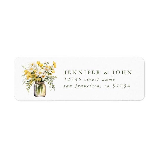 Flower Mason Jar Return Address Labels (Front)