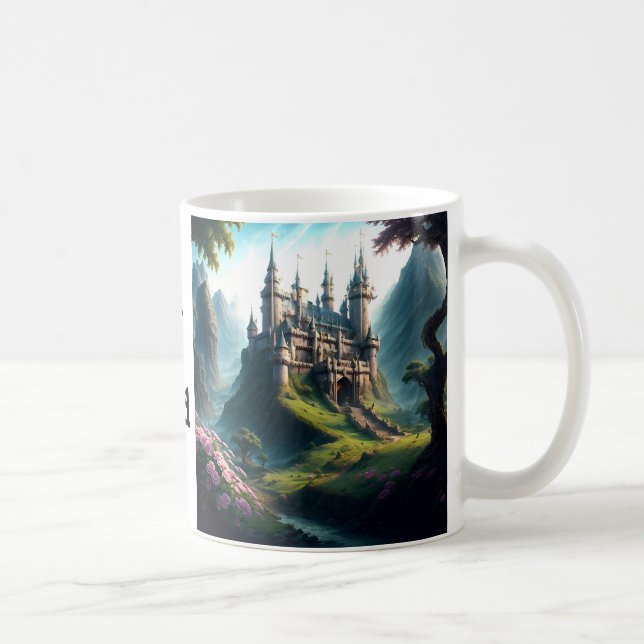 Flower Meadow Castle - Dream Along Into Fairyland Coffee Mug (Right)