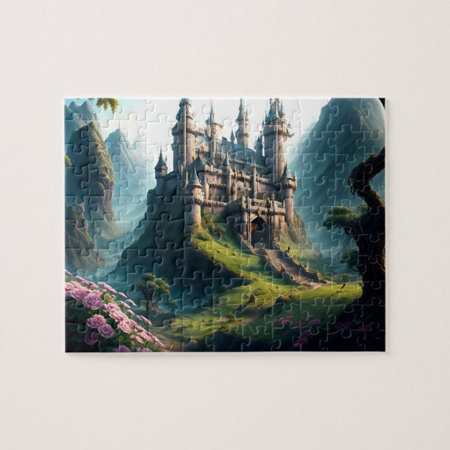 Flower Meadow Castle Jigsaw Puzzle (Horizontal)