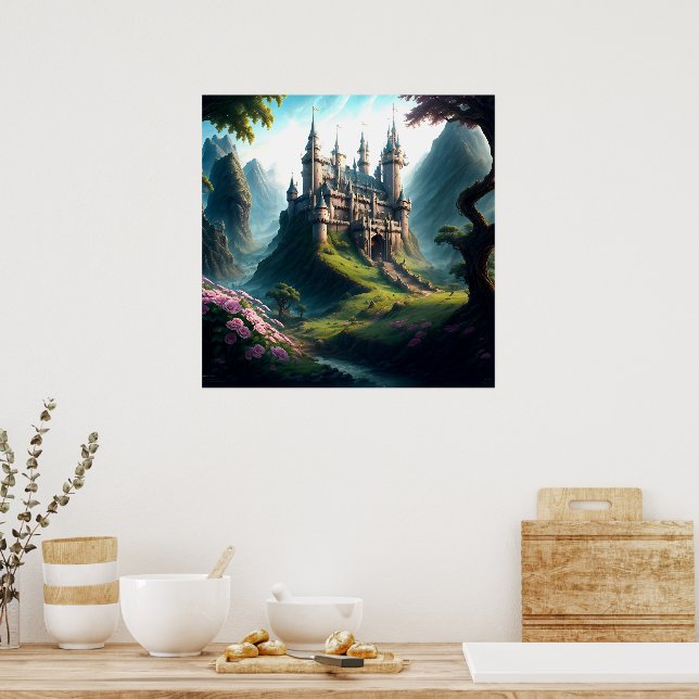 Flower Meadow Castle Poster (Kitchen)