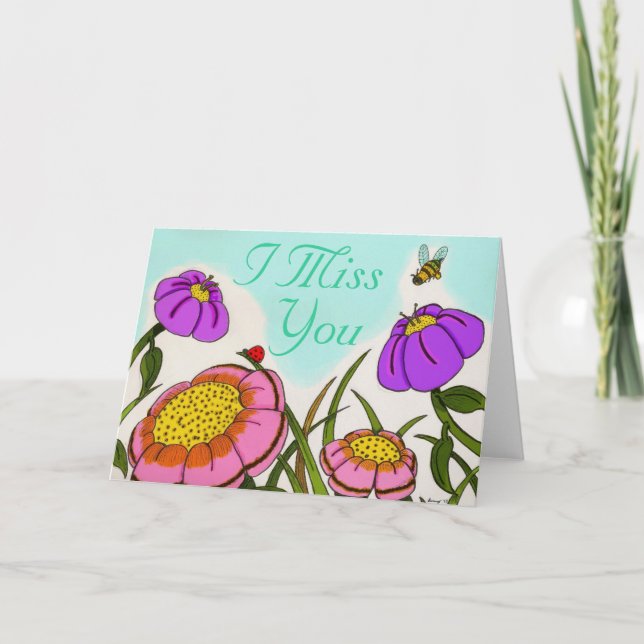 Flower Meadow "I Miss You" Card (Front)