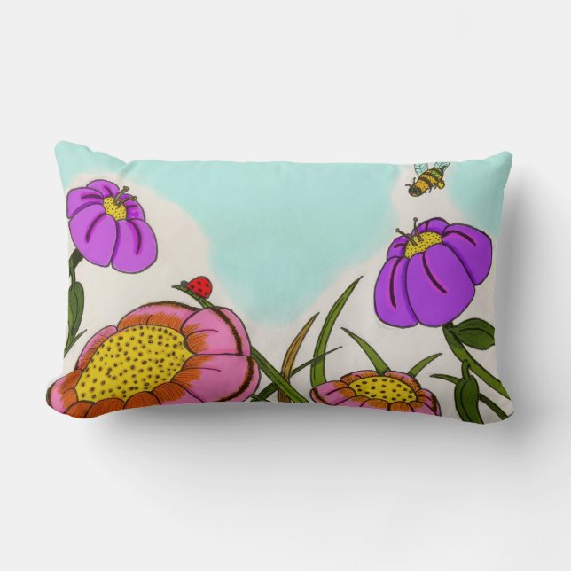 Flower Meadow Lumbar Pillow (Front)