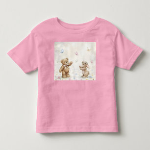 Flower Meadow, Teddy, Rabbit, and Butterflies Toddler T-Shirt