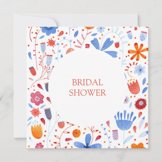 Flower Meadow Watercolor Bridal Shower Invitation (Front)