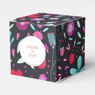 Flower Meadow Watercolor Dark Wedding Favour Box