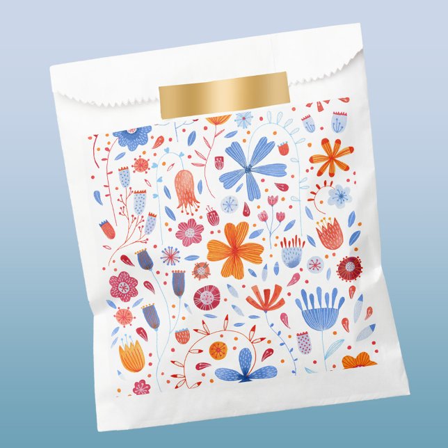 Flower Meadow Watercolor Favour Bag (Floral watercolor contemporary art favor bag)