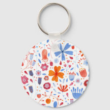 Flower Meadow Watercolor Key Ring
