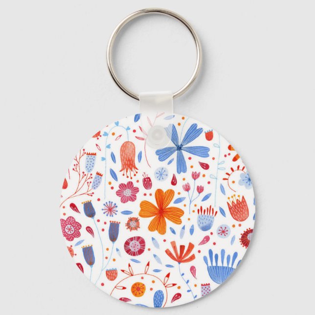 Flower Meadow Watercolor Key Ring (Front)