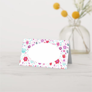 Flower Meadow Watercolor Teal Place Card