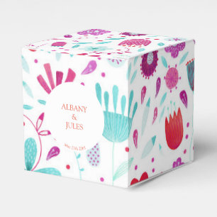 Flower Meadow Watercolor Teal Wedding Favour Box