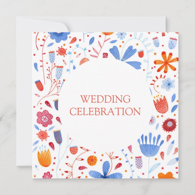 Flower Meadow Watercolor Wedding Invitation (Front)