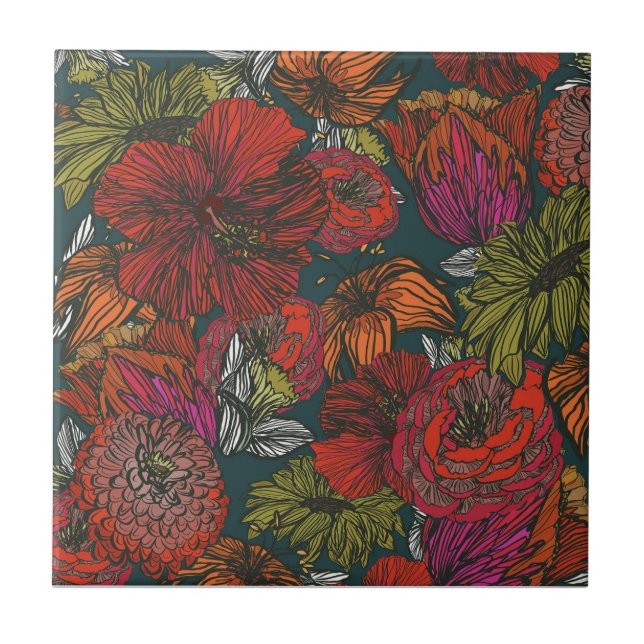 Flower Medley Ceramic Tile (Front)
