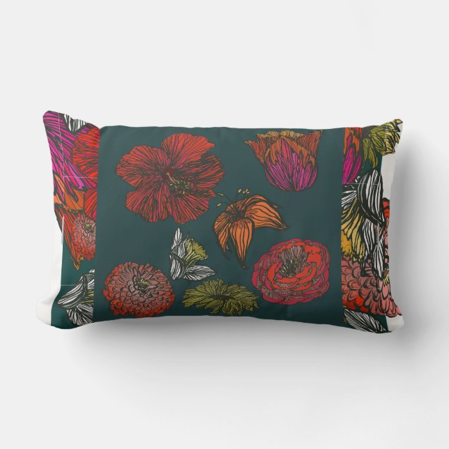 flower medley ii print back lumbar pillow (Front)