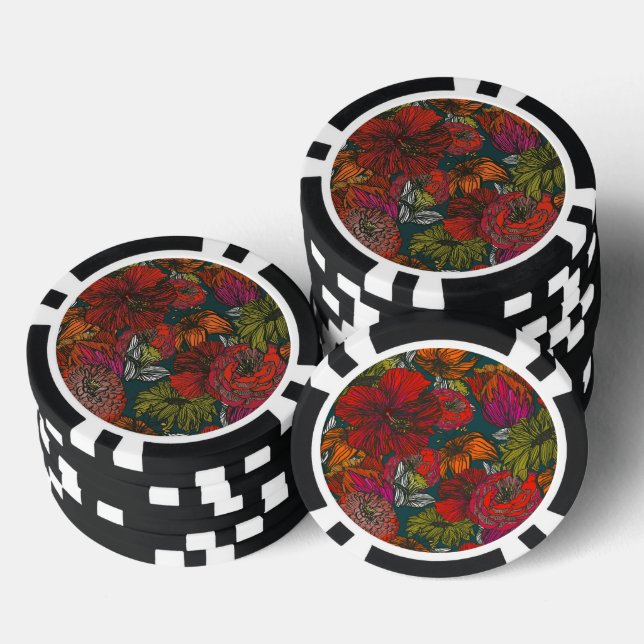 Flower Medley Poker Chips (Stack)