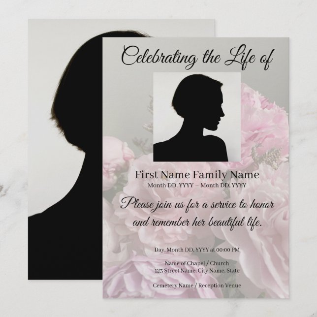 Flower memorial invitation (Front/Back)