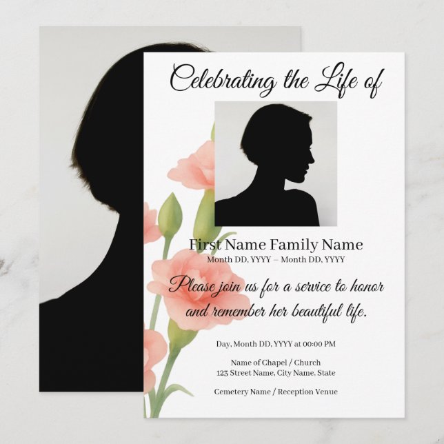 Flower memorial invitation (Front/Back)