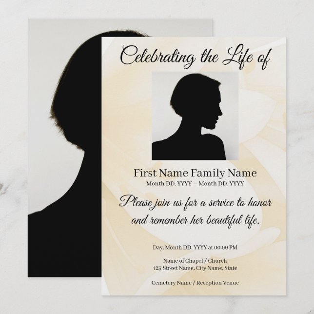 Flower memorial invitation (Front/Back)