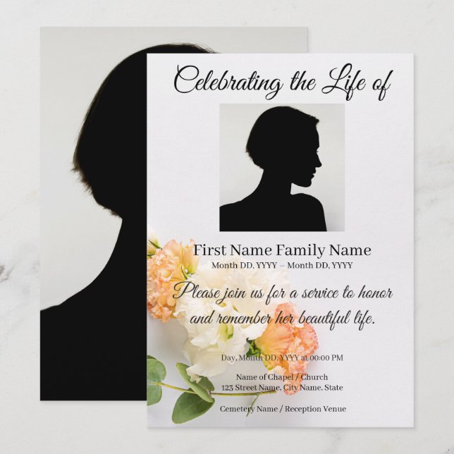 Flower memorial invitation (Front/Back)